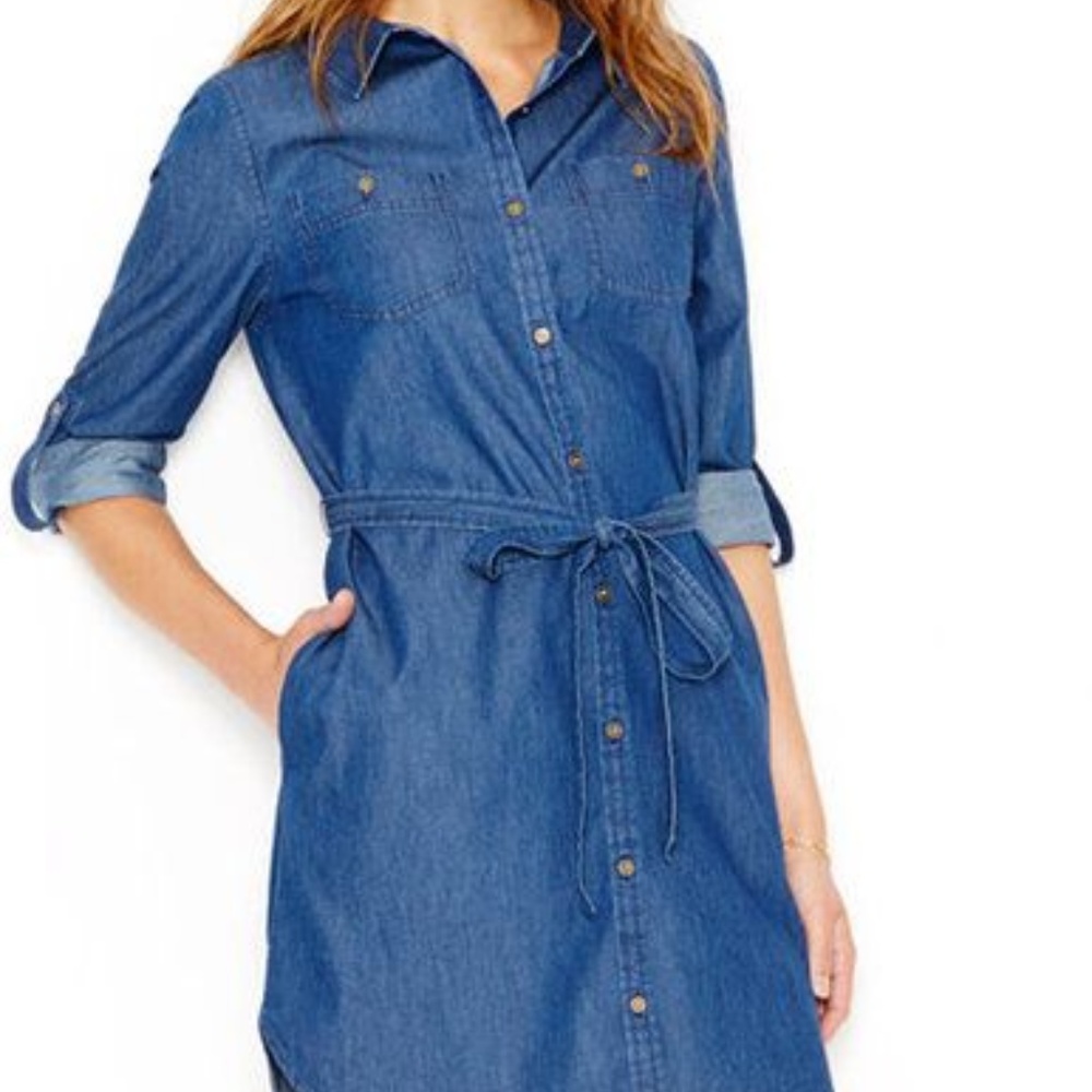🌴HP🌴NWT Maison Jules Chambray Dress - Picture 8 of 8